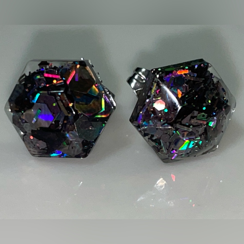 Dark Glitter Stud Earrings (HELP ME SURVIVE GRAD SCHOOL!!)